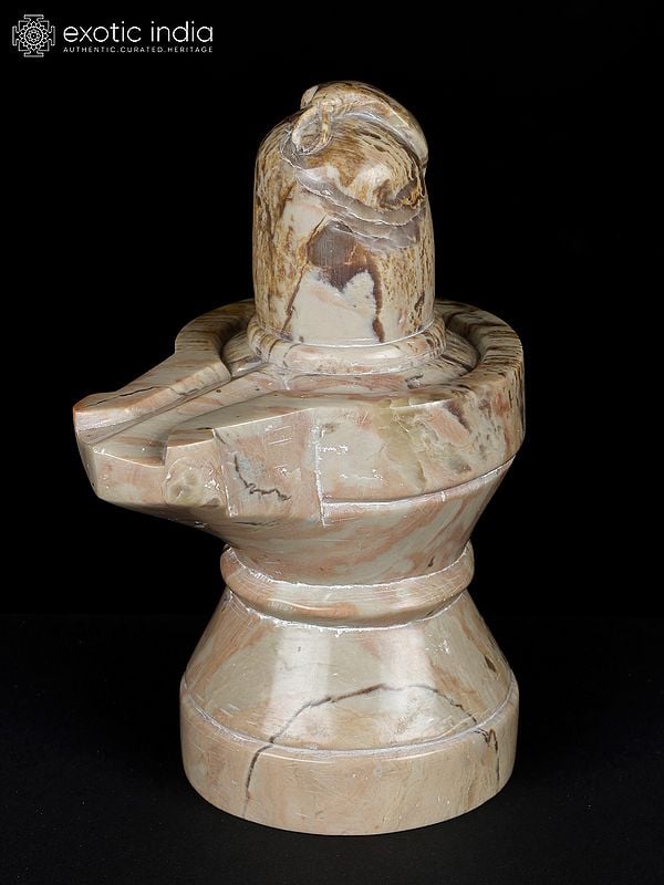 Exotic India 6" Hand Carved Shiva Lingam With Serpent With Bared Fangs | Made In Banaras 