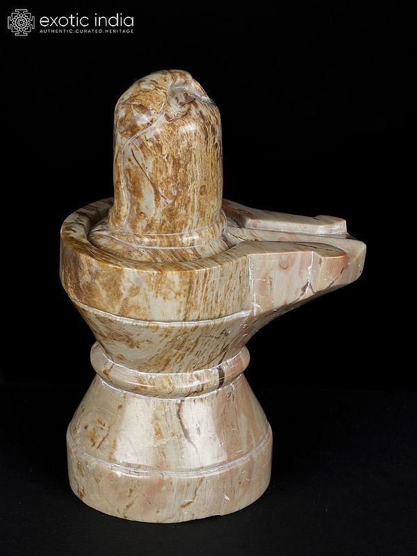 Exotic India 6" Hand Carved Shiva Lingam With Serpent With Bared Fangs | Made In Banaras 