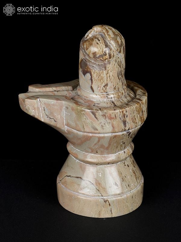 Exotic India 6" Hand Carved Shiva Lingam With Serpent With Bared Fangs | Made In Banaras 