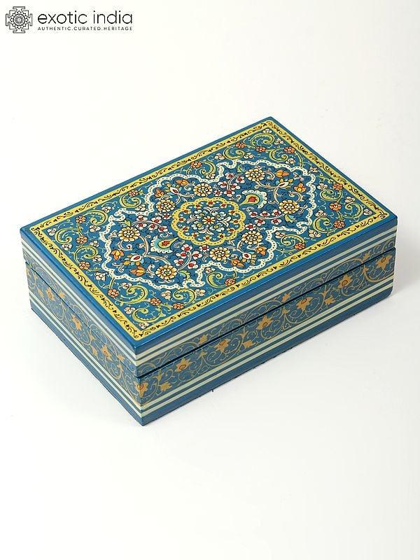 exotic india 6" Hand-Painted Floral Design Papier Mache Box 