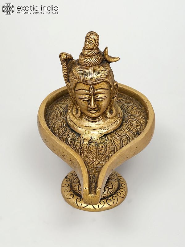 Exotic India 6" Lord Shiva Enshrined As Linga In Brass | Handmade | Made In India 