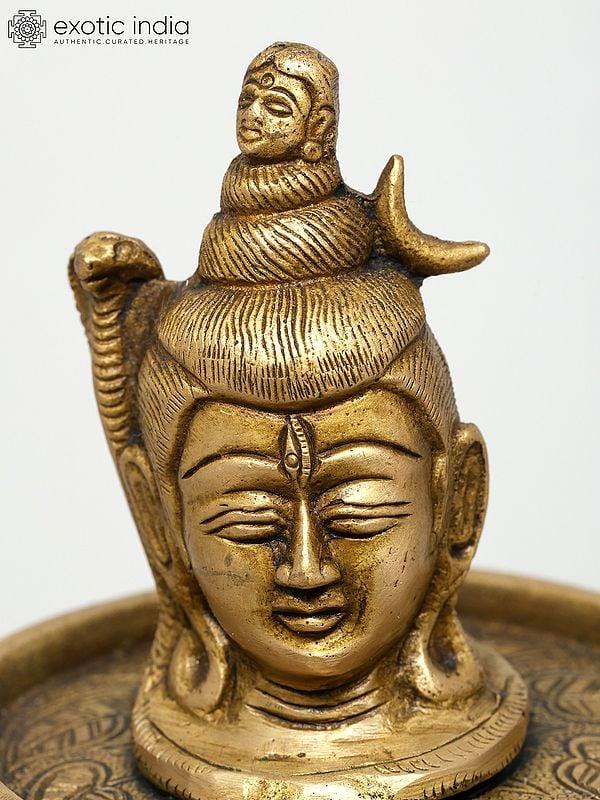 Exotic India 6" Lord Shiva Enshrined As Linga In Brass | Handmade | Made In India 