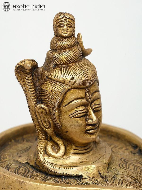 Exotic India 6" Lord Shiva Enshrined As Linga In Brass | Handmade | Made In India 