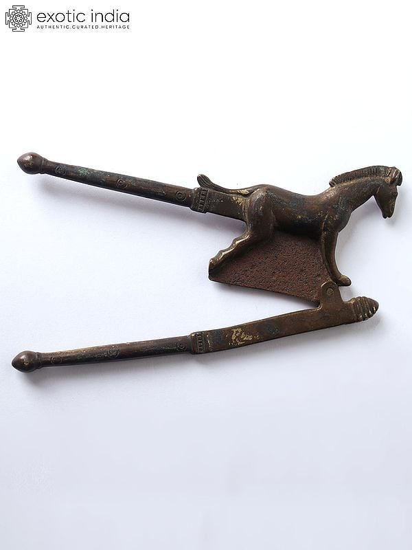 Exotic India 6" Running Horse Betel Nut Cracker In Bronze 