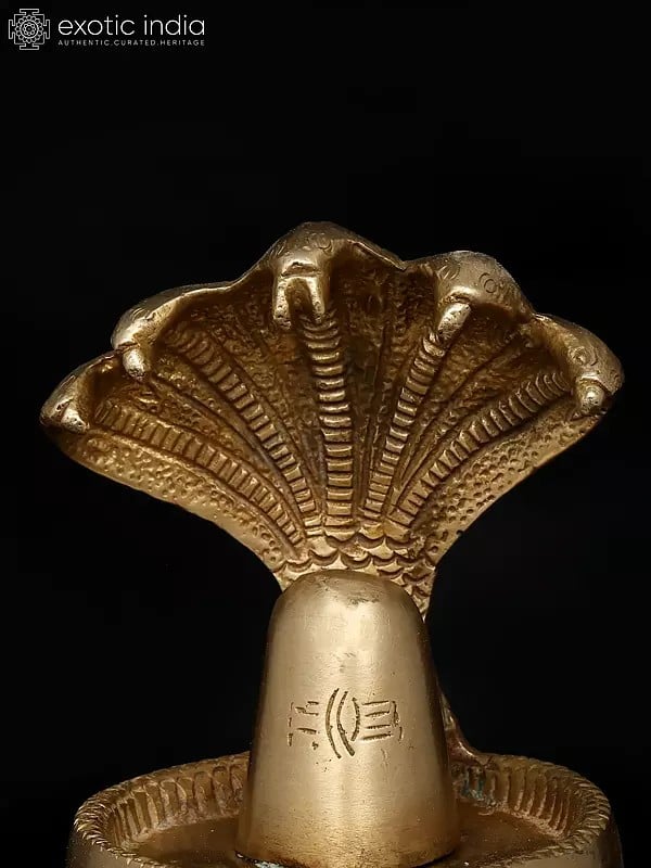 Exotic India 6" Shiva Linga Statue In Brass | Handmade | Made In India 