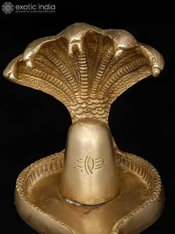 Exotic India 6" Shiva Linga Statue In Brass | Handmade | Made In India 