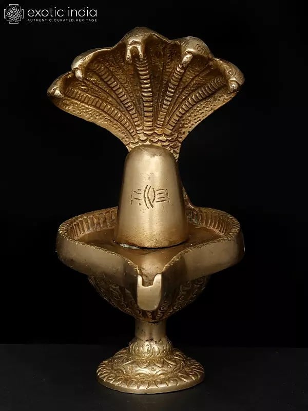 exotic india 6" Shiva Linga Statue in Brass | Handmade | Made in India 
