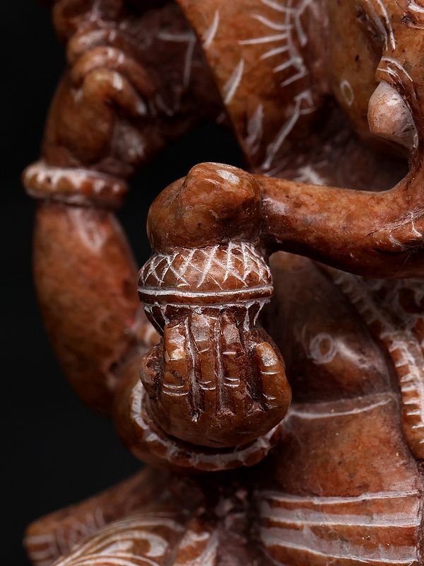 Exotic India 6" Small Chaturbhuja Lord Ganesha | Sand Stone Statue | Made In Orissa 