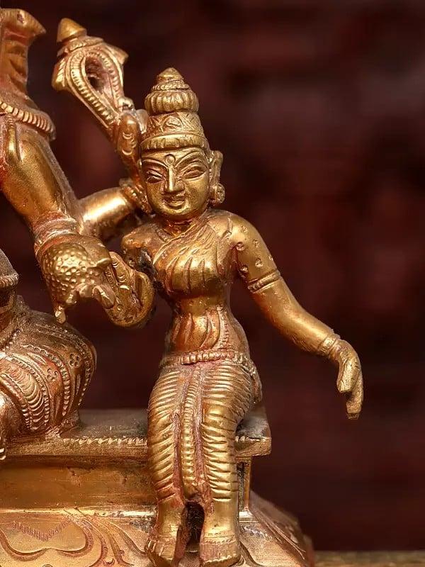 Exotic India 6" Small Lord Ganesha With Riddhi And Siddhi | Bronze Statue 