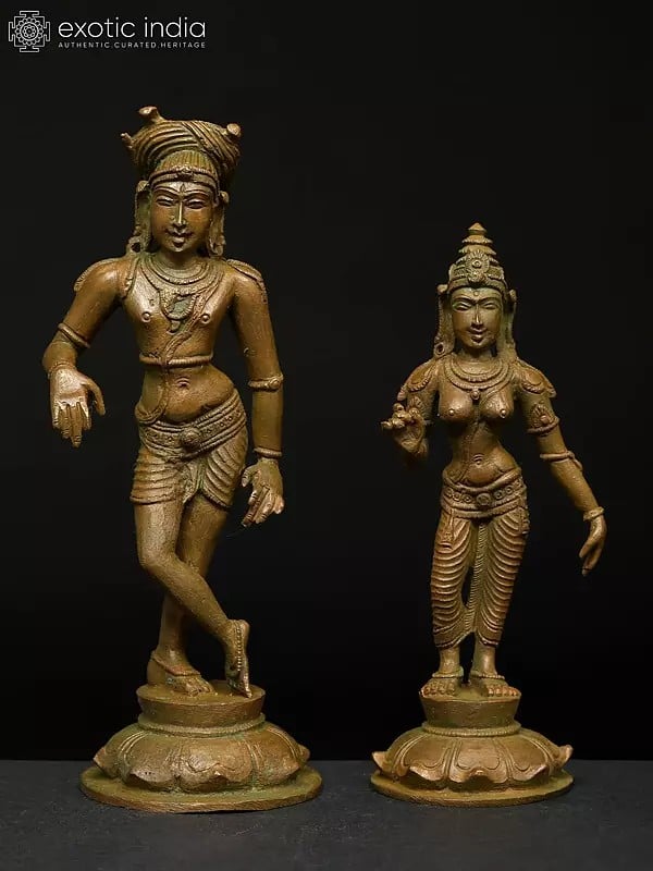 exotic india 6" Small Rishaba Devar Set | Madhuchista Vidhana (Lost-Wax) | Panchaloha Bronze from Swamimalai 