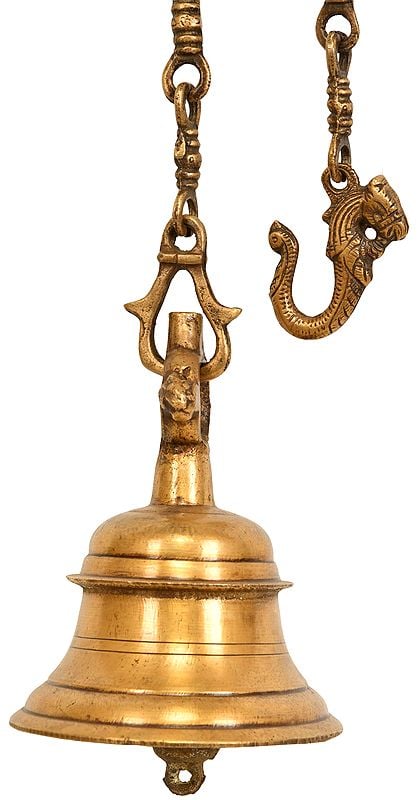 exotic india 6" Temple Hanging Bell in Brass | Handmade | Made in India 