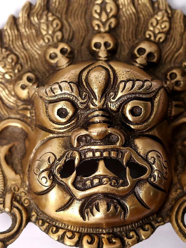 Exotic India 6" Tibetan Buddhist Deity Mahakala | Wall Hanging Mask 