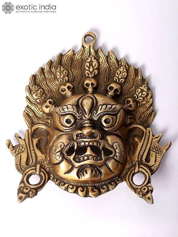 exotic india 6" Tibetan Buddhist Deity Mahakala | Wall Hanging Mask 