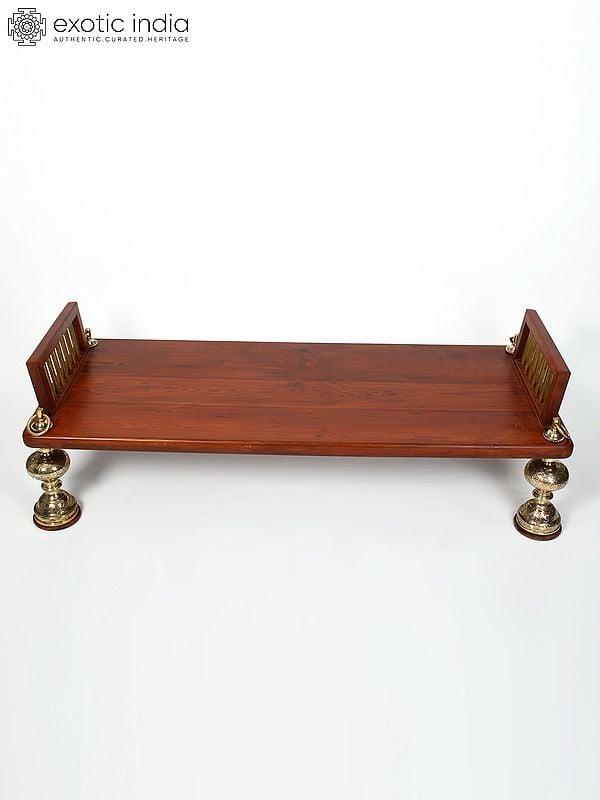 Exotic India 61" Beautiful Wood Swing With Brass Foot