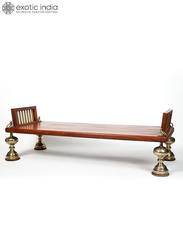 exotic india 61" Beautiful Wood Swing With Brass Foot 