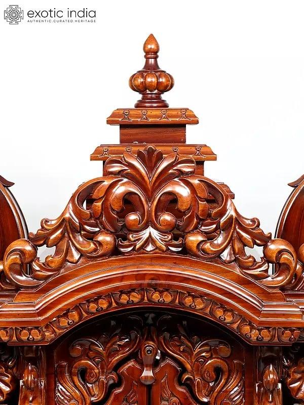Exotic India 63" Huge Designer Puja Temple With Double Doors