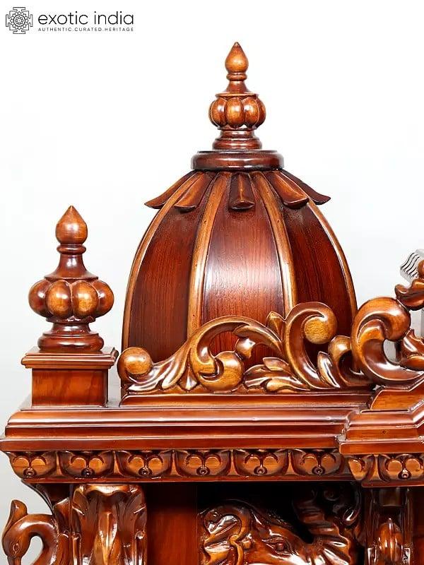 Exotic India 63" Huge Designer Puja Temple With Double Doors