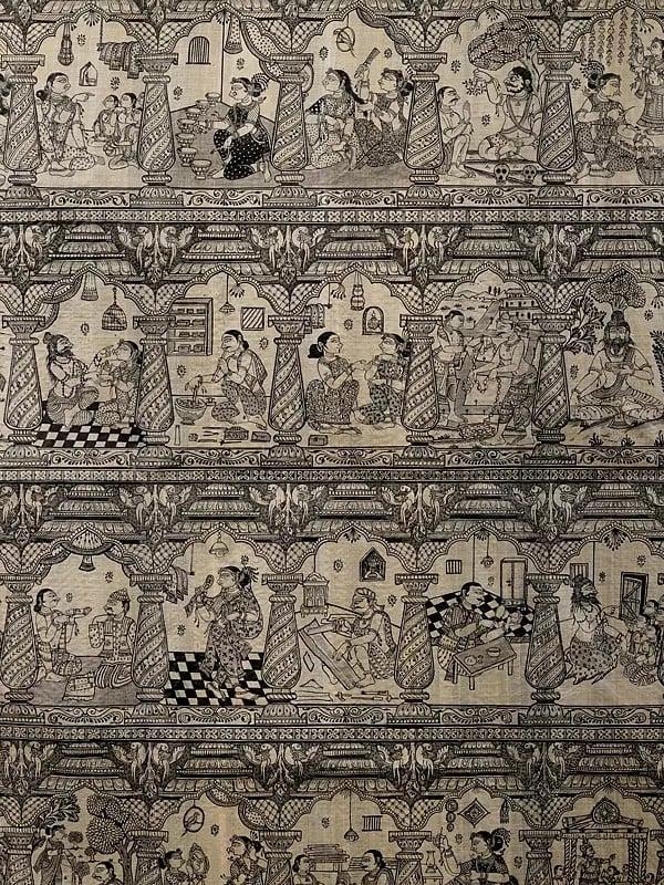 Exotic India 64 Kalas - Pattachitra Art (Masterpiece) | Watercolor On Tussar Silk 