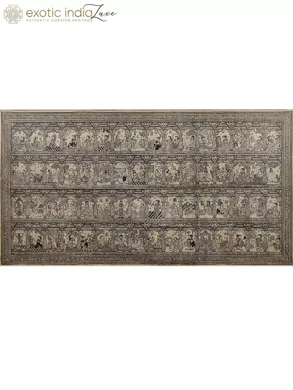 exotic india 64 Kalas - Pattachitra Art (Masterpiece) | Watercolor on Tussar Silk 