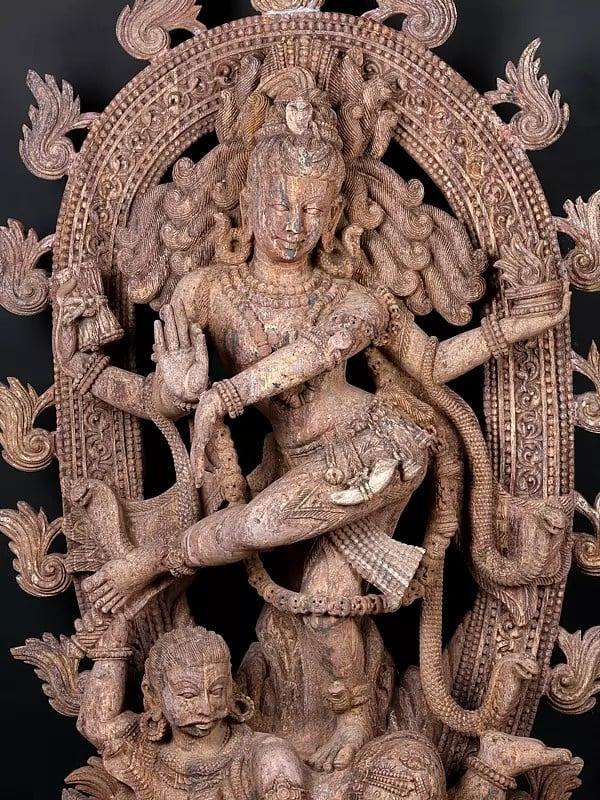 Exotic India 65" Large Nataraja (Dancing Lord Shiva) | Khondalite Stone Sculpture | Made In Orissa 
