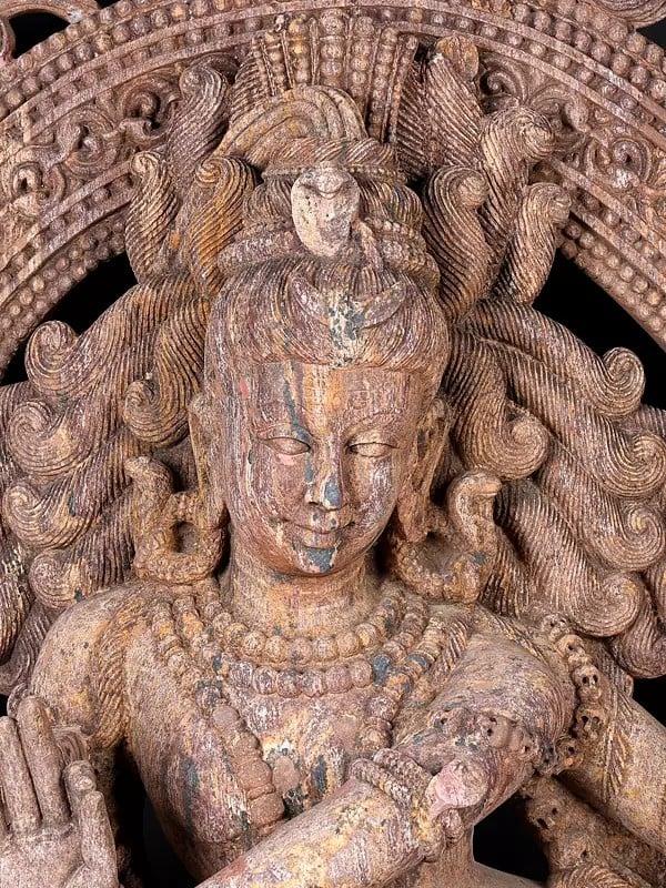 Exotic India 65" Large Nataraja (Dancing Lord Shiva) | Khondalite Stone Sculpture | Made In Orissa 