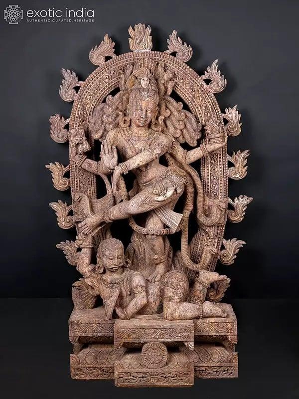 exotic india 65" Large Nataraja (Dancing Lord Shiva) | Khondalite Stone Sculpture | Made In Orissa 