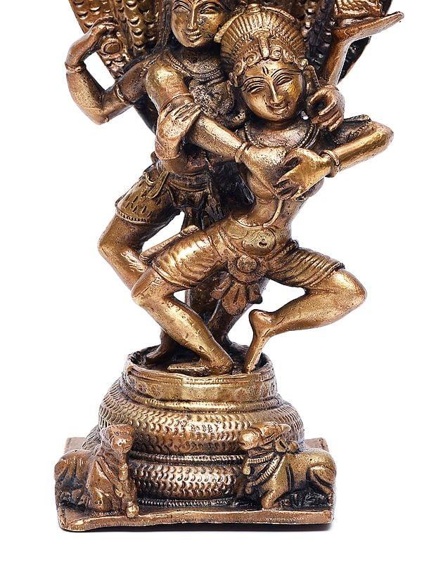Exotic India 7" Dancing Shiva Parvati With Protecting Naag | Copper Statue 