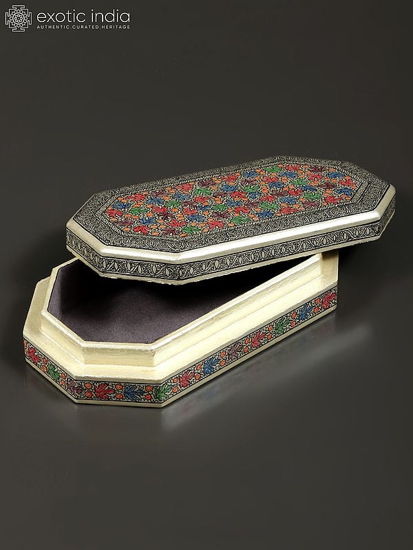 Exotic India 7" Designer Hand-Painted Wood Box | From Kashmir