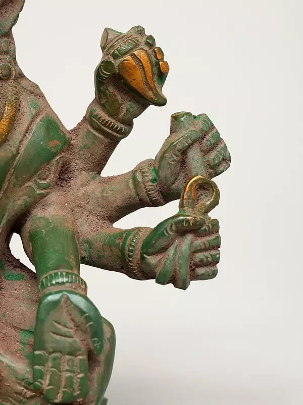 Exotic India 7" Eight Armed Blessing Goddess Varahi | Brass Statue 