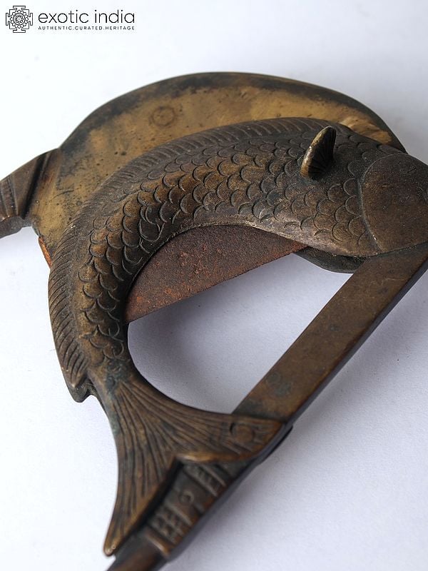 Exotic India 7” Fish Design Sarauta/ Betel Nut Cracker In Bronze