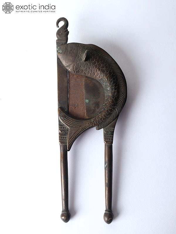 exotic india 7” Fish Design Sarauta/ Betel Nut Cracker in Bronze 