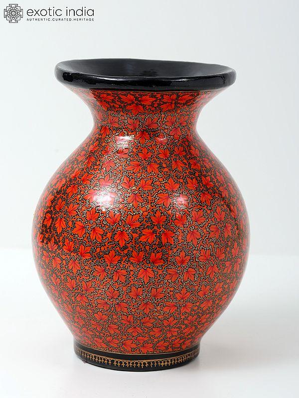 Exotic India 7" Hand-Painted Superfine Papier Mache Vase 