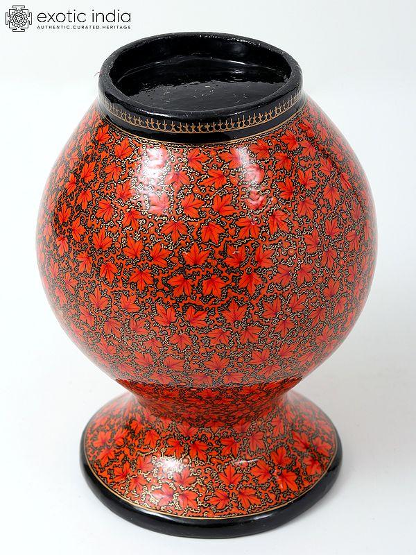 Exotic India 7" Hand-Painted Superfine Papier Mache Vase 