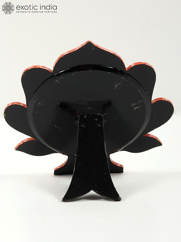 Exotic India 7" Hand-Painted Wood Based Papier Mache Mirror With Stand | From Kashmir