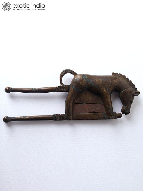 exotic india 7" Horse Design Walnut Cracker in Bronze and Iron 