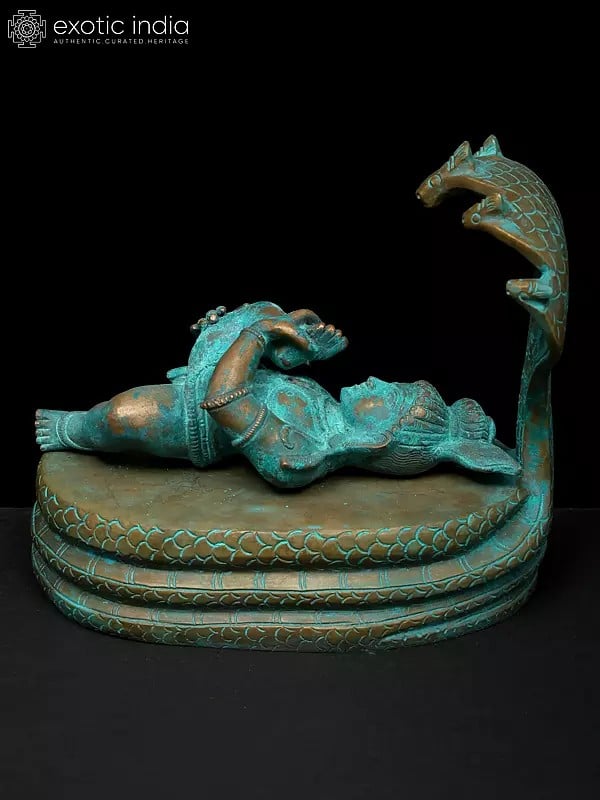Exotic India 7" Innocence And Divinity - Bala Krishna Protected By Sheshnag | Madhuchista Vidhana (Lost-Wax) | Panchaloha Bronze From Swamimalai 