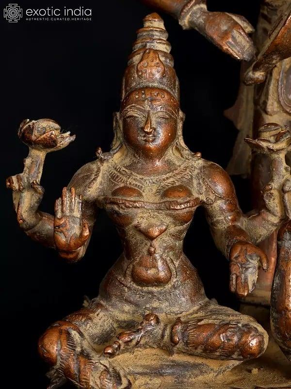Exotic India 7" Lakshmi Ganesha Saraswati | Copper Statue 