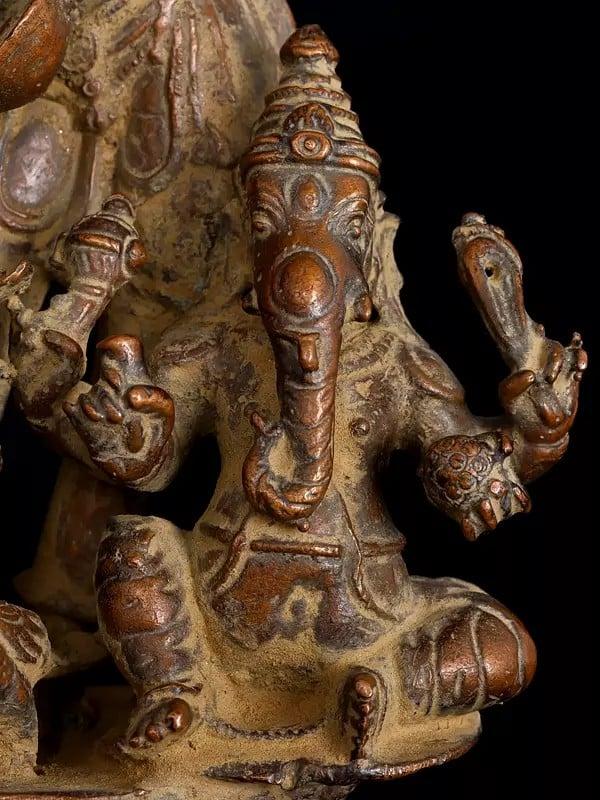 Exotic India 7" Lakshmi Ganesha Saraswati | Copper Statue 