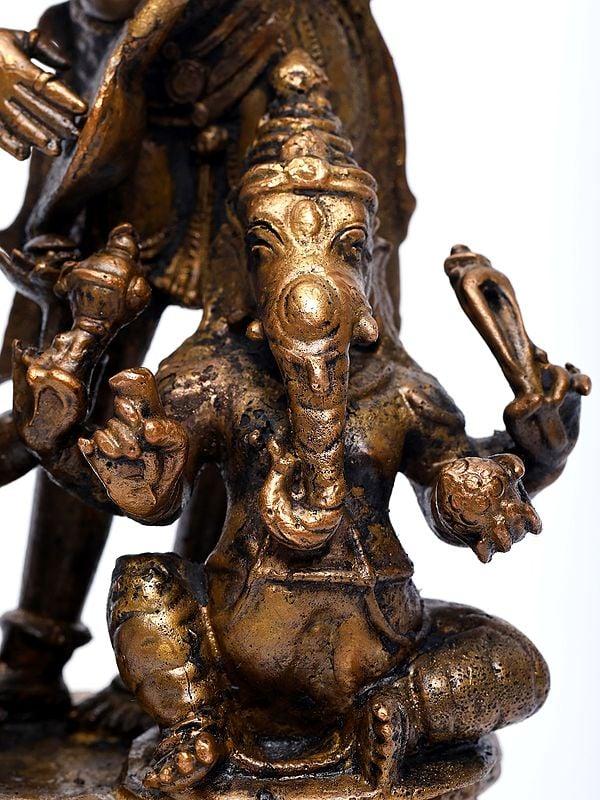 Exotic India 7" Lakshmi Ganesha Saraswati | Copper Statue 