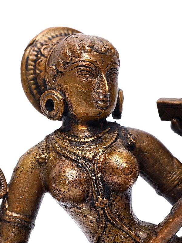 Exotic India 7" Lakshmi Ganesha Saraswati | Copper Statue 