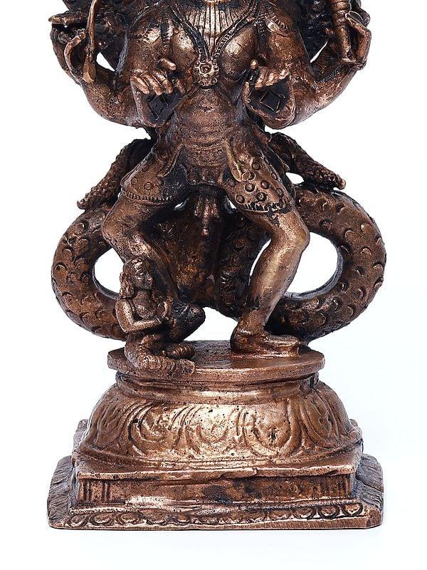 Exotic India 7" Lord Narasimha With Bhakta Prahlada | Copper Statue 