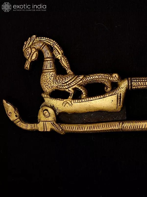 Exotic India 7" Peacock With Snake Design Nut Cracker/Sarota 