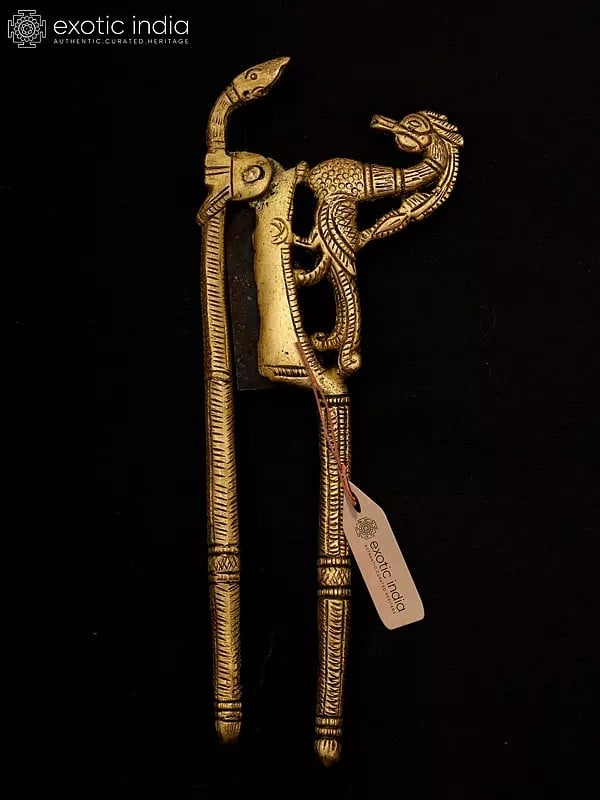 exotic india 7" Peacock with Snake Design Nut Cracker/Sarota 