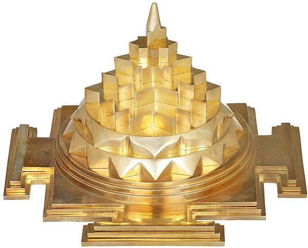 exotic india 7" Sri Yantra (Maha Meru) In Brass | Handmade | Made In India 