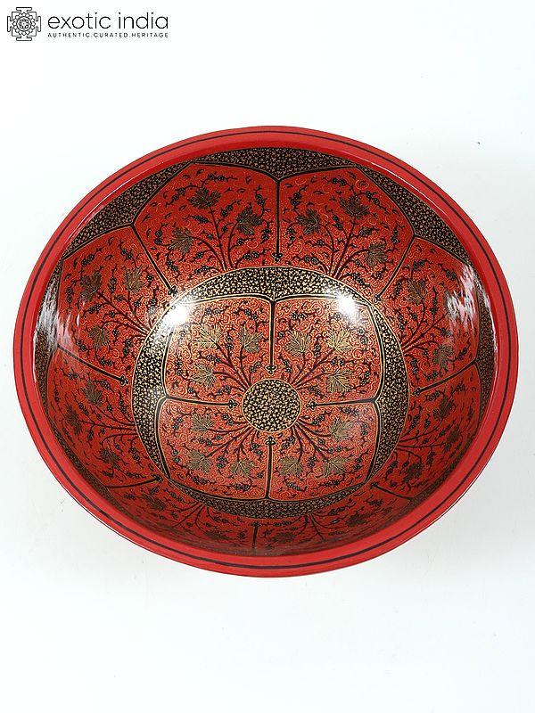 Exotic India 7" Superfine Hand Painted Papier Mache Bowl From Kashmir 