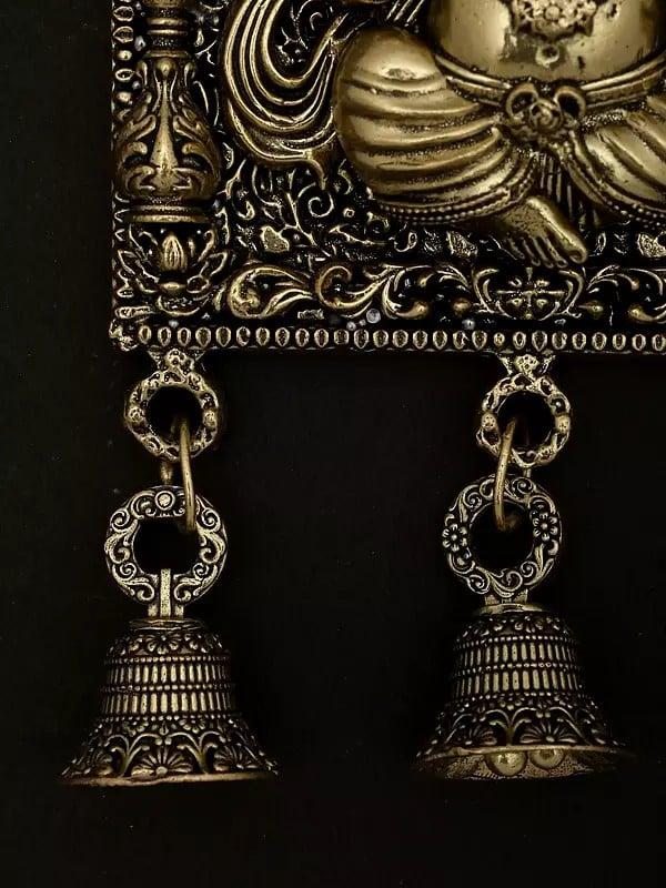 Exotic India 7" Superfine Lord Ganesha Bell In Brass | Wall Hanging 