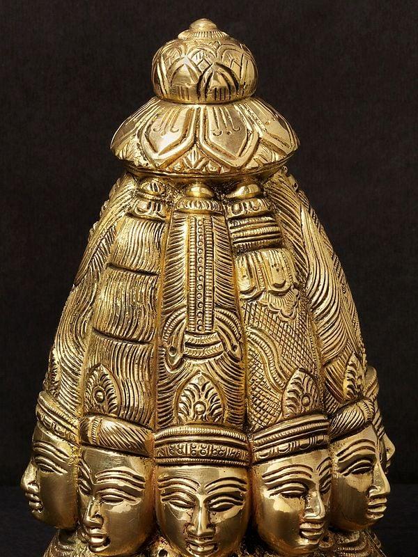 Exotic India 7" Ten Faced Mukhalingam Brass Idol | Handmade 
