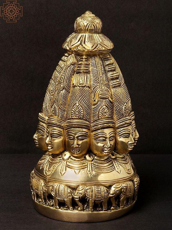 Exotic India 7" Ten Faced Mukhalingam Brass Idol | Handmade 