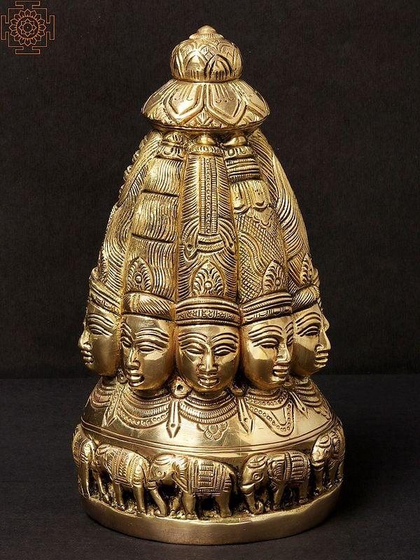 exotic india 7" Ten Faced Mukhalingam Brass Idol | Handmade 