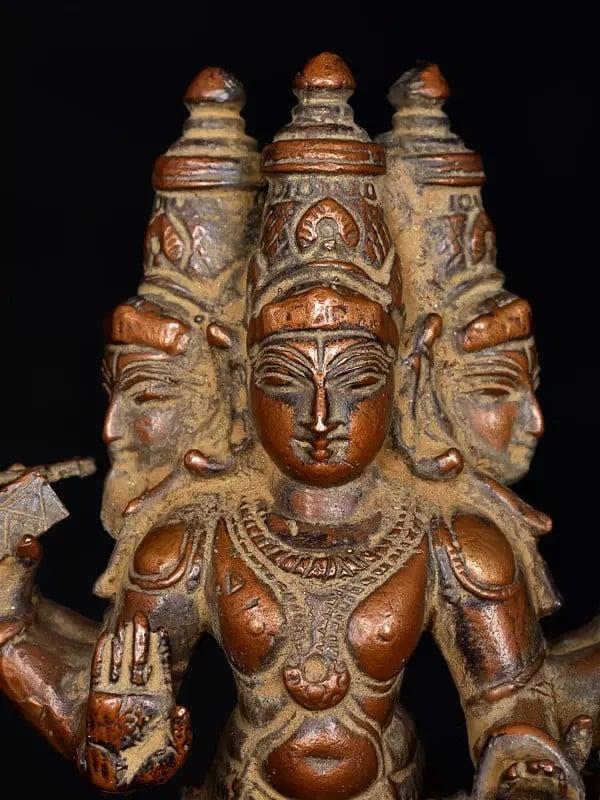 Exotic India 7" Tridev With Narada And Hanuman | Copper Statue 